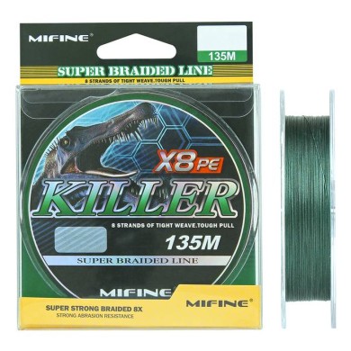 плет. шнур /MIFINE/ KILLER X8PE  135м 0,20 (зеленый)   19.3кг.