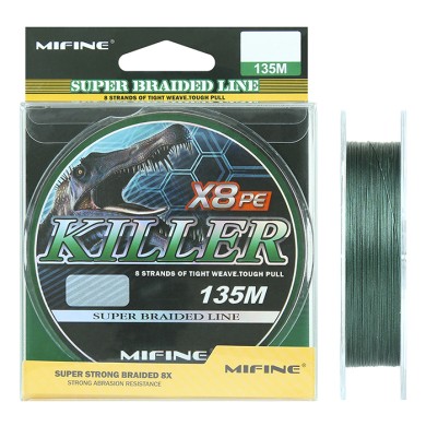 плет. шнур /MIFINE/ KILLER X8PE  135м 0,08 (зеленый)   6,9кг.