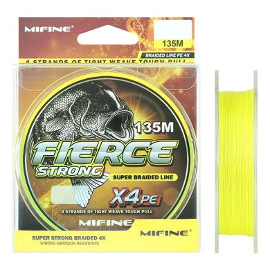 плет. шнур /MIFINE/ FIERCE STRONG X4PE 135м 0,08 (жёлтый)   5.6кг.