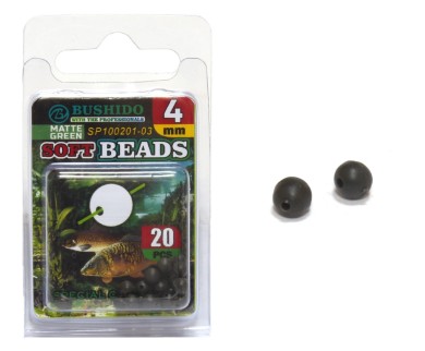 бусина /BUSHIDO/ Soft Beads 4mm Mat Green резиновая (уп.20шт)