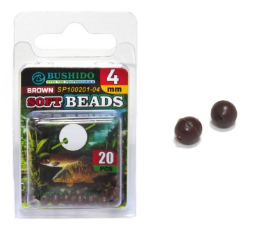 бусина /BUSHIDO/ Soft Beads 4mm Brown резиновая (уп.20шт)
