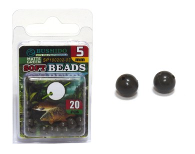 бусина /BUSHIDO/ Soft Beads 5mm Mat Green резиновая (уп.20шт)