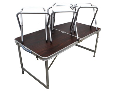 набор мебели /MIFINE/ стол складной+4 стула, телескопические ножки (60х120х55)